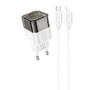 Сетевое зарядное устройство Hoco C125A Transparent 1C PD20W + Cabel Type-C to Type-C black