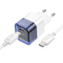 Сетевое зарядное устройство Hoco C125A Transparent 1C PD20W + Cabel Type-C to Type-C blue