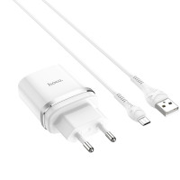 Сетевое зарядное устройство Hoco C12Q Smart QC3.0 + Micro USB white