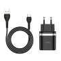 Сетевое зарядное устройство Hoco C12Q Smart QC3.0 + Type-C black