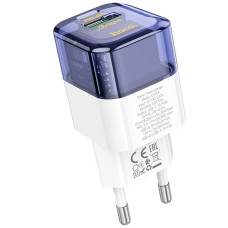 Мережевий зарядний пристрій Hoco C131A Platium PD30W+QC3.0 blue