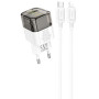 Сетевое зарядное устройство Hoco C131A Platium PD30W+QC3.0 + Cabel Type-C to Lightning black
