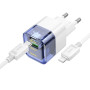 Сетевое зарядное устройство Hoco C131A Platium PD30W+QC3.0 + Cabel Type-C to Lightning blue