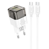 Сетевое зарядное устройство Hoco C131A Platium PD30W+QC3.0 + Cabel Type-C to Type-C black