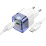 Сетевое зарядное устройство Hoco C131A Platium PD30W+QC3.0 + Cabel Type-C to Type-C blue