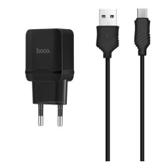 Сетевое зарядное устройство Hoco C22A USB Charger 2.4A (+ кабель Lightning) black Сетевое зарядное устройство Hoco C22A USB Charger 2.4A (+ кабель Lightning) black