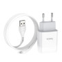 Сетевое зарядное устройство Hoco C72A + Lightning white