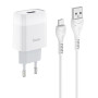 Сетевое зарядное устройство Hoco C72A + Micro USB white