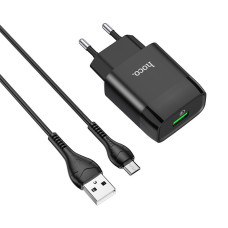 Сетевое зарядное устройство Hoco C72Q QC3.0 + Micro USB black Сетевое зарядное устройство Hoco C72Q QC3.0 + Micro USB black