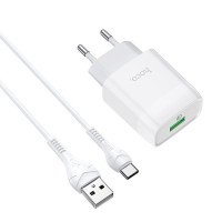 Сетевое зарядное устройство Hoco C72Q QC3.0 + Type-C white