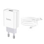 Сетевое зарядное устройство Hoco C81A + Ligthning white