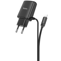 Сетевое зарядное устройство Hoco C82A Real power dual port cable charger black