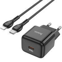 Мережевий зарядний пристрій Hoco N32 Glory PD 30W + Cabel Type-C to Lightning black