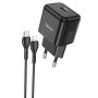 Сетевое зарядное устройство Hoco N32 Glory PD 30W + Cabel Type-C to Lightning black