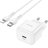Мережевий зарядний пристрій Hoco N32 Glory PD 30W + Cabel Type-C to Lightning white