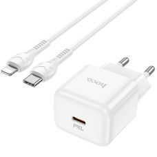 Сетевое зарядное устройство Hoco N32 Glory PD 30W + Cabel Type-C to Lightning white Сетевое зарядное устройство Hoco N32 Glory PD 30W + Cabel Type-C to Lightning white
