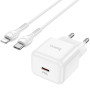 Сетевое зарядное устройство Hoco N32 Glory PD 30W + Cabel Type-C to Lightning white