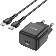 Сетевое зарядное устройство Hoco N32 Glory PD 30W + Cabel Type-C to Type-C black Сетевое зарядное устройство Hoco N32 Glory PD 30W + Cabel Type-C to Type-C black