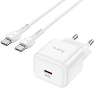 Мережевий зарядний пристрій Hoco N32 Glory PD 30W + Cabel Type-C to Type-C white