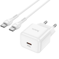 Сетевое зарядное устройство Hoco N32 Glory PD 30W + Cabel Type-C to Type-C white Сетевое зарядное устройство Hoco N32 Glory PD 30W + Cabel Type-C to Type-C white