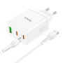 Сетевое зарядное устройство Hoco N33 Start PD35W 2Type-C + USB + Cabel Type-C to Type-C white