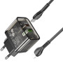 Сетевое зарядное устройство Hoco N34 Dazzling PD20W+QC3.0 + Cabel Type-C to Lightning black