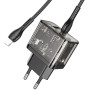 Сетевое зарядное устройство Hoco N34 Dazzling PD20W+QC3.0 + Cabel Type-C to Lightning black