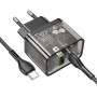 Мережевий зарядний пристрій Hoco N34 Dazzling PD20W+QC3.0 + Cabel Type-C to Type-C black