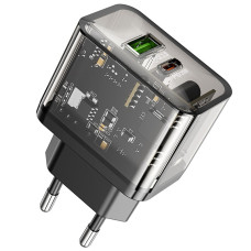 Мережевий зарядний пристрій Hoco N34 Dazzling PD20W+QC3.0 black