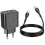 Сетевое зарядное устройство Hoco N35 Streamer PD45W 2Type-C + Cabel Type-C to Type-C black