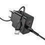 Сетевое зарядное устройство Hoco N35 Streamer PD45W 2Type-C + Cabel Type-C to Type-C black