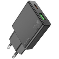Сетевое зарядное устройство Hoco N38 Delgado PD20W+QC3.0 Type-C+USB black