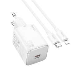 Сетевое зарядное устройство Hoco N40 Mighty PD20W + Cabel Type-C to Lightning white Сетевое зарядное устройство Hoco N40 Mighty PD20W + Cabel Type-C to Lightning white