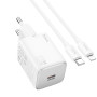 Сетевое зарядное устройство Hoco N40 Mighty PD20W + Cabel Type-C to Lightning white