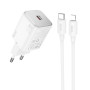 Сетевое зарядное устройство Hoco N40 Mighty PD20W + Cabel Type-C to Lightning white