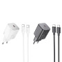 Мережевий зарядний пристрій Hoco N40 Mighty PD20W + Cabel Type-C to Type-C black