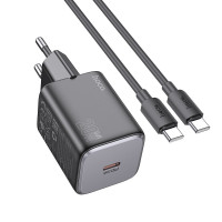 Мережевий зарядний пристрій Hoco N40 Mighty PD20W + Cabel Type-C to Type-C black