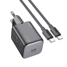 Мережевий зарядний пристрій Hoco N40 Mighty PD20W + Cabel Type-C to Type-C black