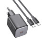Мережевий зарядний пристрій Hoco N40 Mighty PD20W + Cabel Type-C to Type-C black