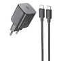 Мережевий зарядний пристрій Hoco N40 Mighty PD20W + Cabel Type-C to Type-C black