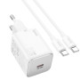 Сетевое зарядное устройство Hoco N40 Mighty PD20W + Cabel Type-C to Type-C white