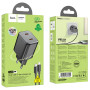 Мережевий зарядний пристрій Hoco Hoco N42 Elogiado 2C PD45W 2Type-C + Cabel Type-C to Lightning black