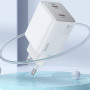 Мережевий зарядний пристрій Hoco Hoco N42 Elogiado 2C PD45W 2Type-C + Cabel Type-C to Lightning white