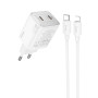 Мережевий зарядний пристрій Hoco Hoco N42 Elogiado 2C PD45W 2Type-C + Cabel Type-C to Lightning white
