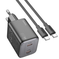 Сетевое зарядное устройство Hoco Hoco N42 Elogiado 2C PD45W 2Type-C + Cabel Type-C to Type-C black