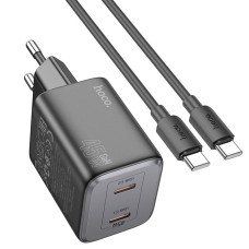 Сетевое зарядное устройство Hoco Hoco N42 Elogiado 2C PD45W 2Type-C + Cabel Type-C to Type-C black Сетевое зарядное устройство Hoco Hoco N42 Elogiado 2C PD45W 2Type-C + Cabel Type-C to Type-C black