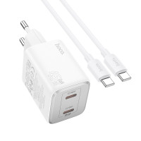 Сетевое зарядное устройство Hoco Hoco N42 Elogiado 2C PD45W 2Type-C + Cabel Type-C to Type-C white