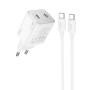 Сетевое зарядное устройство Hoco Hoco N42 Elogiado 2C PD45W 2Type-C + Cabel Type-C to Type-C white