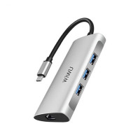 Хаб Wiwu Adapter Alpha USB-C 6 в 1 A631STR silver для MacBook / iMac / iPad