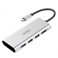 Хаб Wiwu Adapter Apollo 4 в 1 USB-C to 4xUSB3.0 HUB silver  для MacBook / iMac / iPad